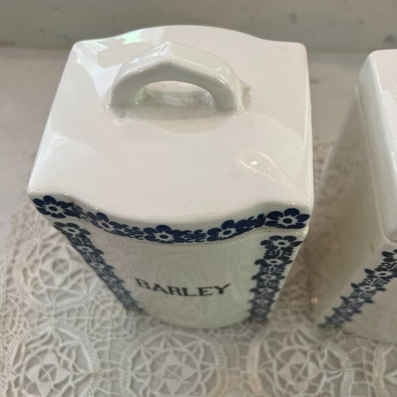 Matching Set 3 Barley, Rice, Oatmeal Dek 1623 Ges Geschatzt Porcelain Canisters - Picture 5 of 11